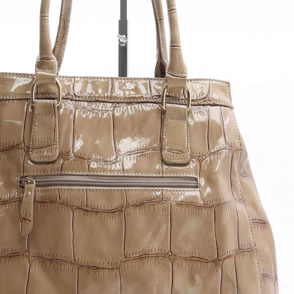 Claudia Canova Womens Beige Polyethylene Shoulder Bag Size Large - Crocodile Pattern
