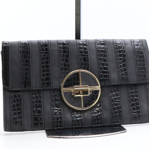 River Island Womens Black Animal Print Polyethylene Clutch Size Small - Crocodile Pattern