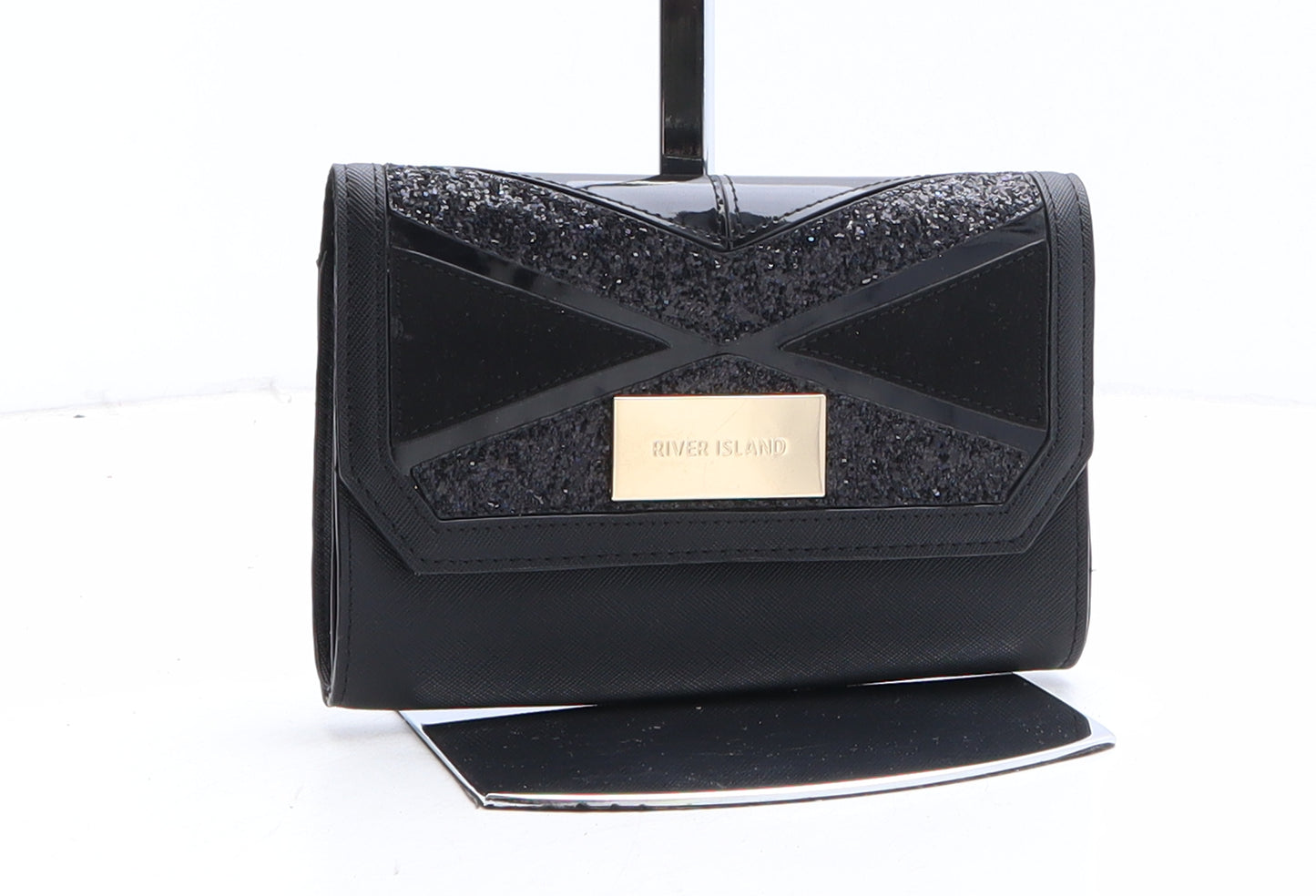 River Island Womens Black Polyethylene Clutch Size Medium