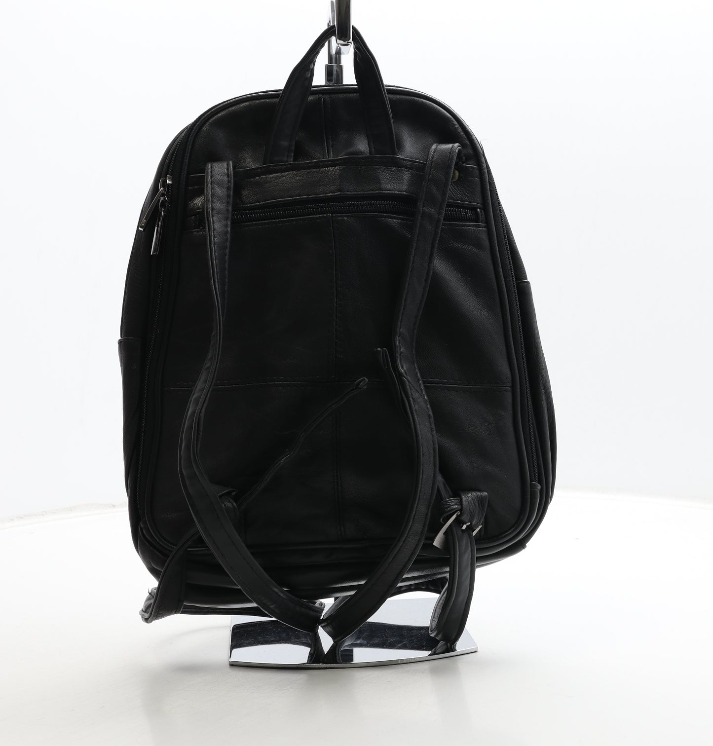 Lorenz Womens Black Leather Backpack Size Medium