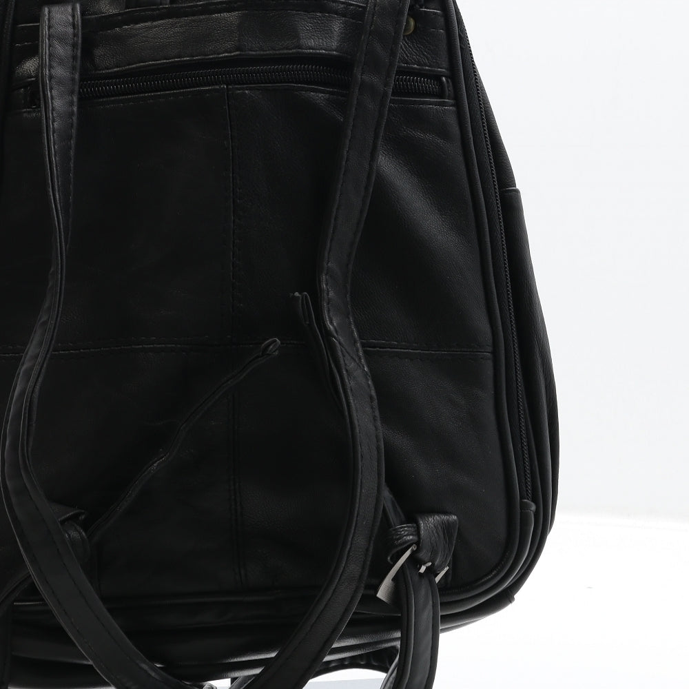 Lorenz Womens Black Leather Backpack Size Medium