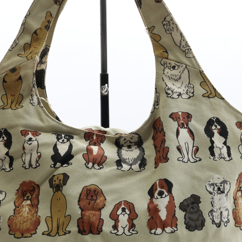 Preworn Womens Beige Polyester Top Handle Bag Size Large - Dog Detail