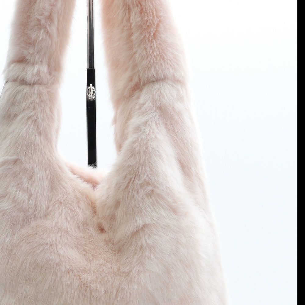 Primark Womens Pink Polyester Top Handle Bag Size Medium - Fluffy Detail