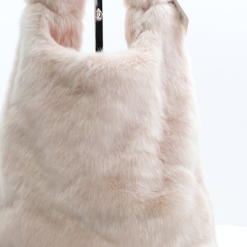 Primark Womens Pink Polyester Top Handle Bag Size Medium - Fluffy Detail