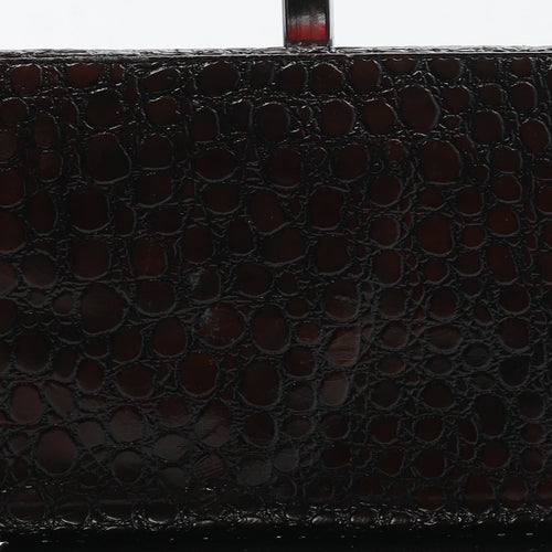 Clarks Womens Brown Animal Print Polyurethane Clutch Size Medium - Croc Texture