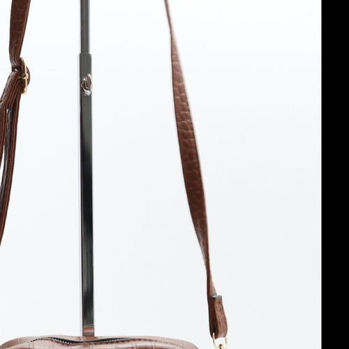 Primark Womens Brown Animal Print Polyurethane Crossbody Size Small - Croc Texture