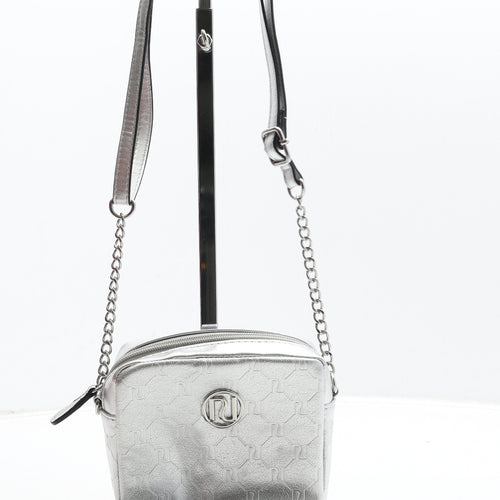 River Island Womens Silver Logo Polyurethane Crossbody Size Small