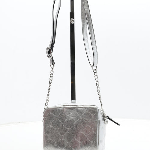 River Island Womens Silver Logo Polyurethane Crossbody Size Small