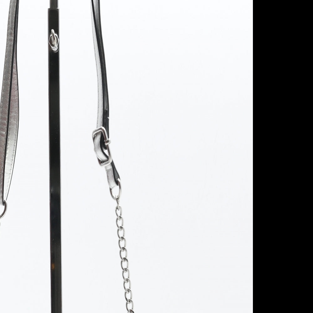 River Island Womens Silver Logo Polyurethane Crossbody Size Small