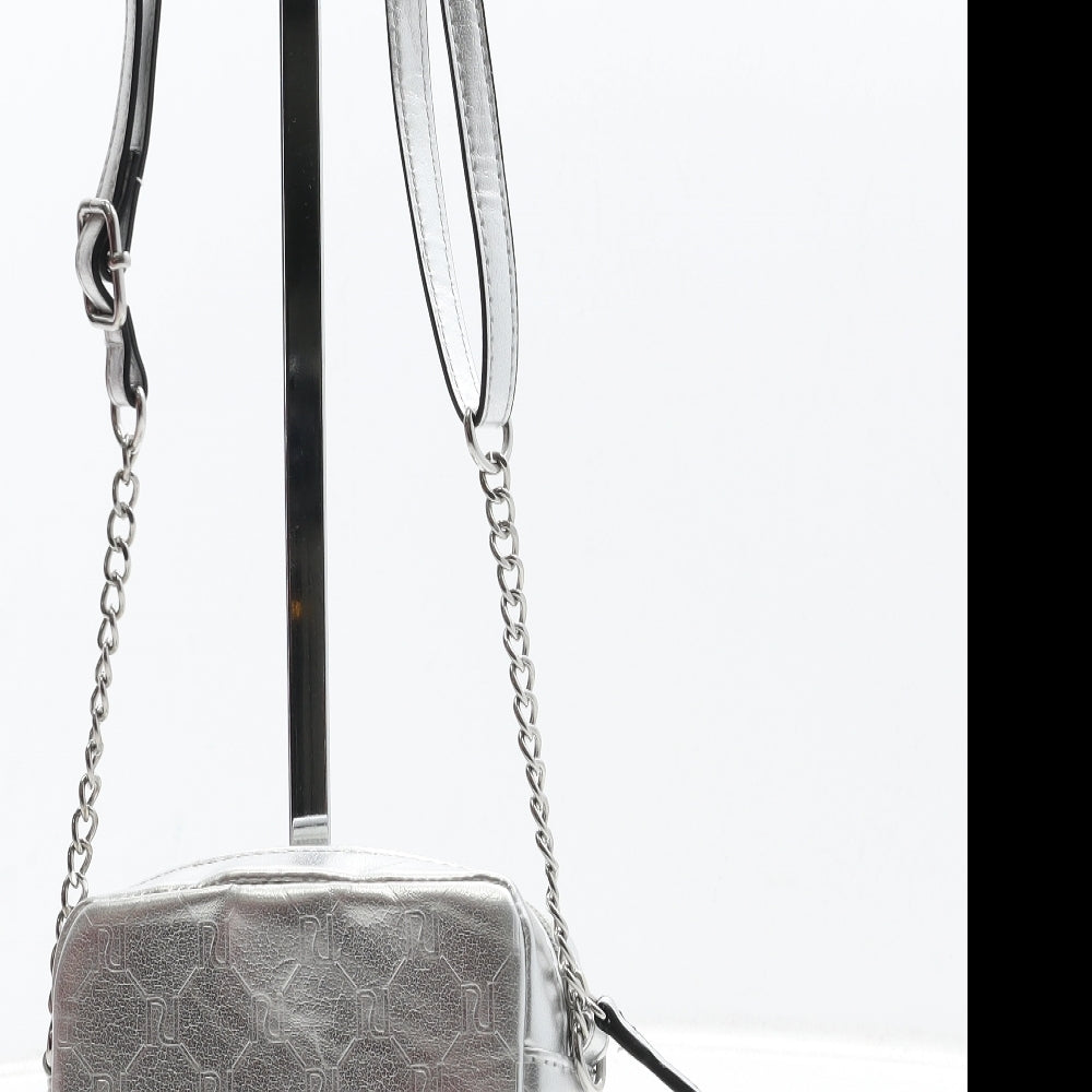 River Island Womens Silver Logo Polyurethane Crossbody Size Small