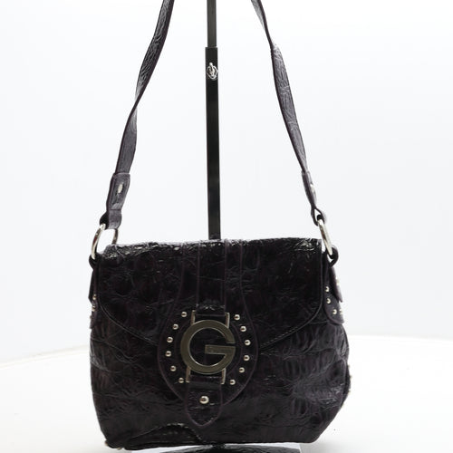 Gionni Womens Purple Polyurethane Shoulder Bag Size Small - Croc Texture