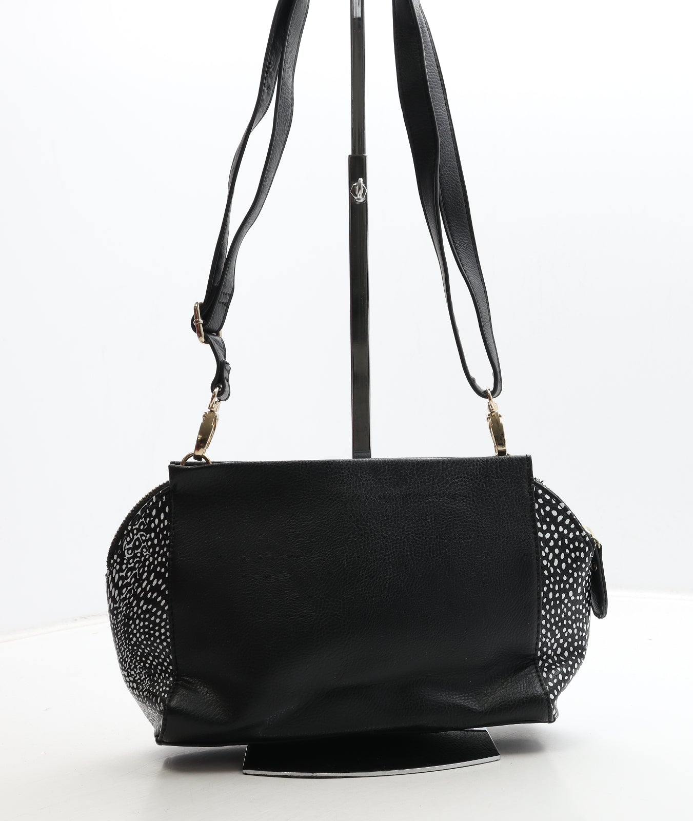 F&F Womens Black Geometric PVC Crossbody Size Medium