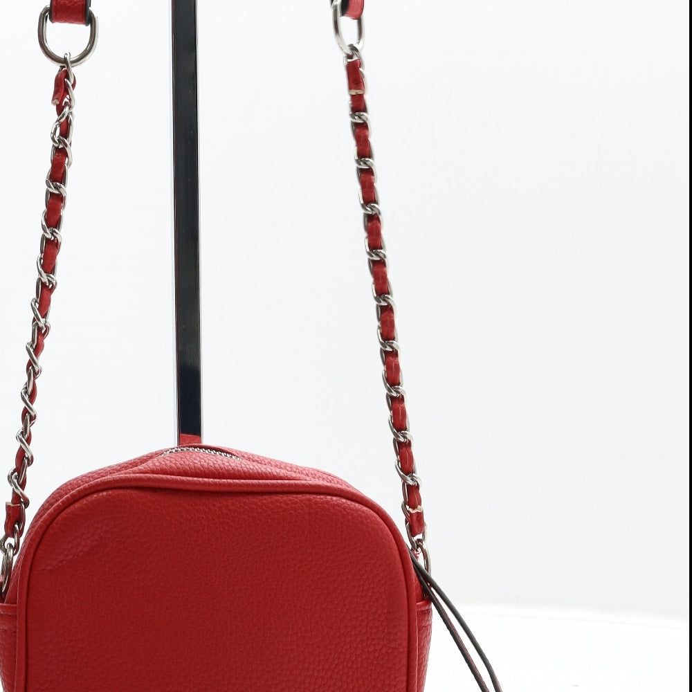 Miss Selfridge Womens Red Polyurethane Crossbody Size Small
