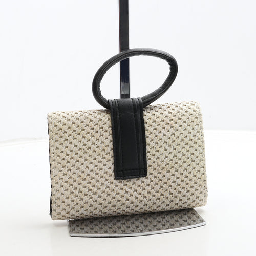 Preworn Womens Beige Geometric Polyester Top Handle Bag Size Small