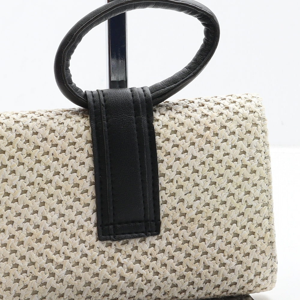 Preworn Womens Beige Geometric Polyester Top Handle Bag Size Small