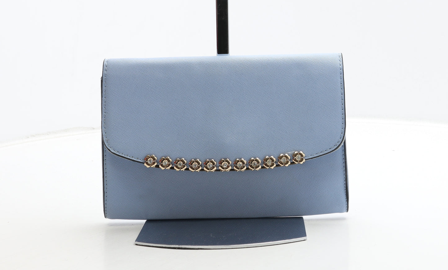 Atmosphere Womens Blue Polyurethane Clutch Size Small - Flower Detail