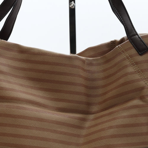 River Island Womens Brown Striped Polyurethane Top Handle Bag Size Extra Large