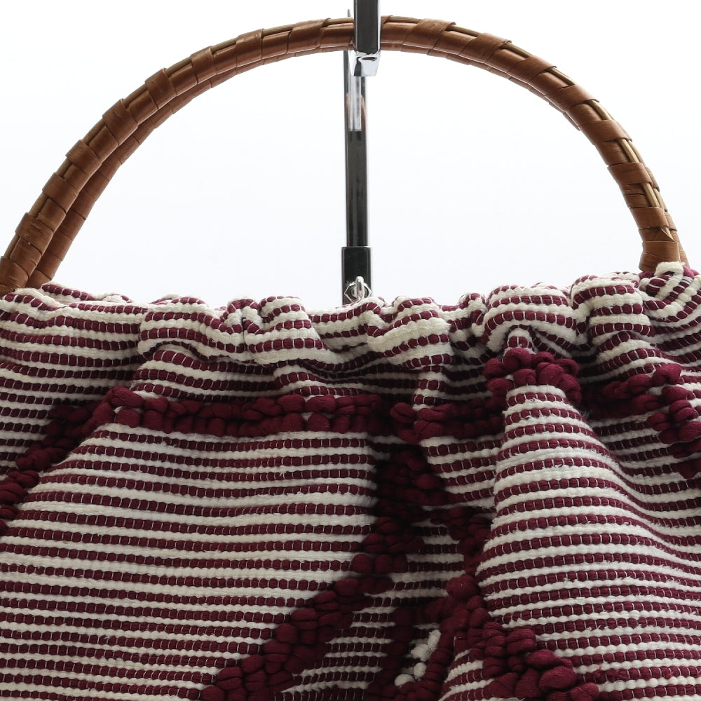 Preworn Womens Macaroon Geometric Polyester Top Handle Bag Size Large - Wooden Handels