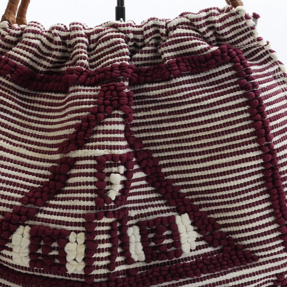 Preworn Womens Macaroon Geometric Polyester Top Handle Bag Size Large - Wooden Handels