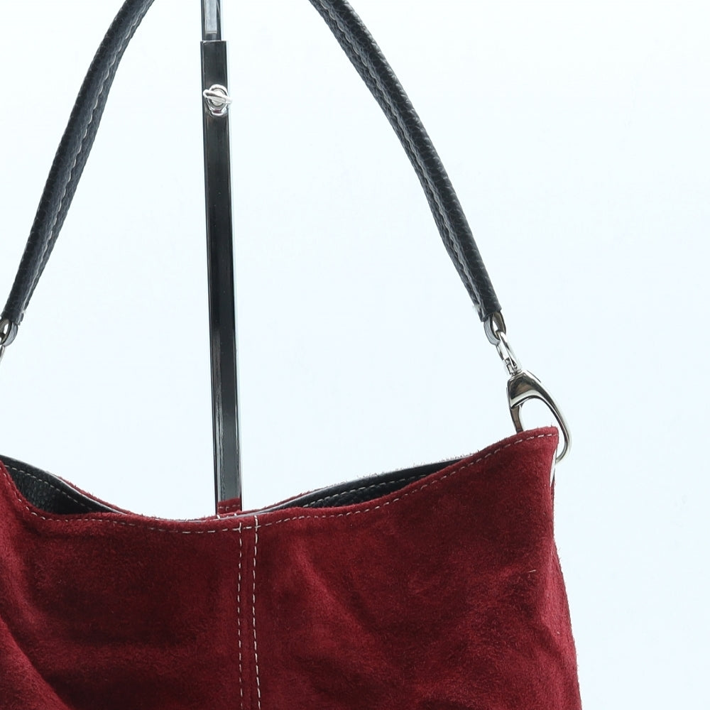 Preworn Womens Red Suede Top Handle Bag Size Small