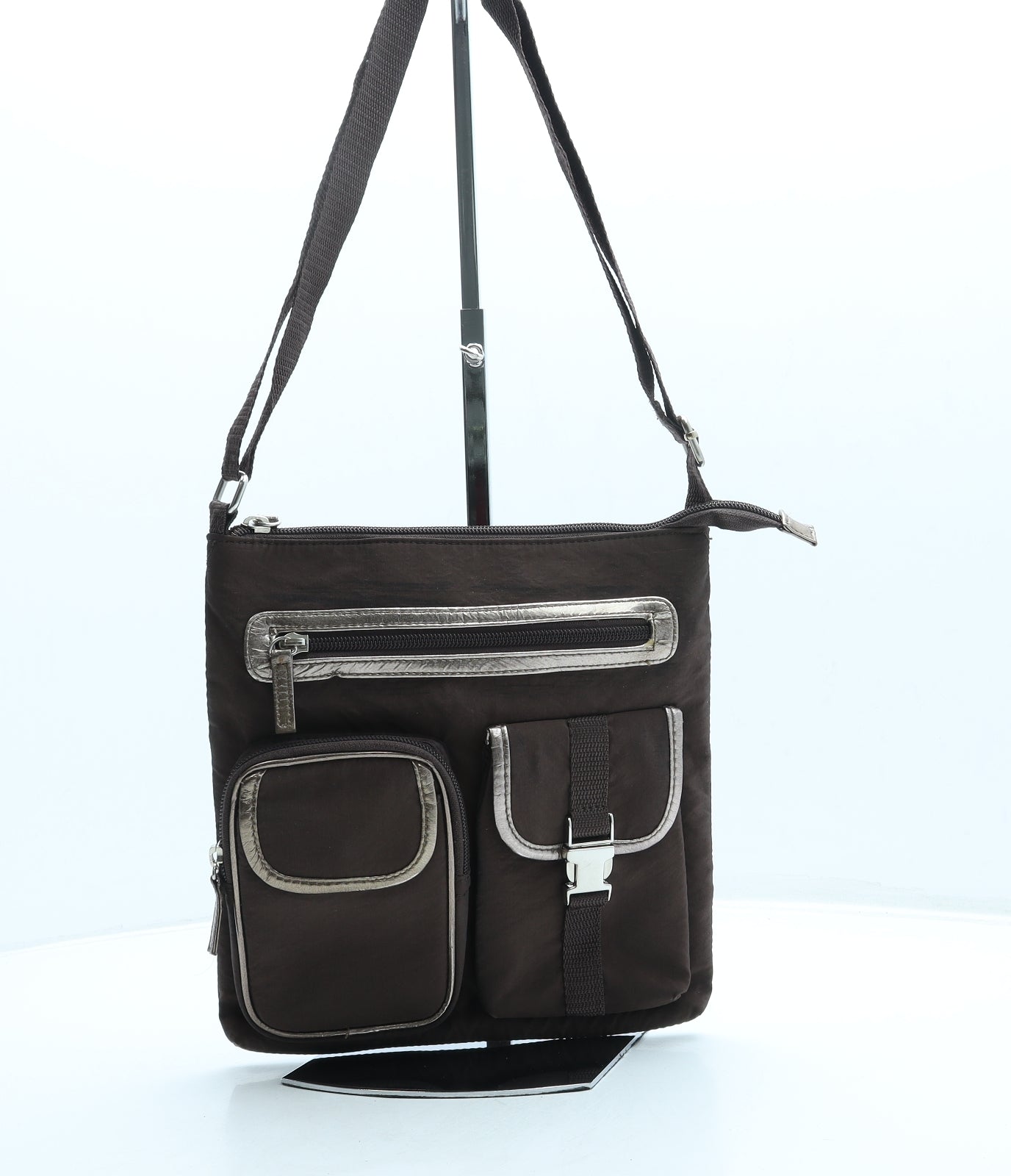 Marks and Spencer Womens Brown Polyester Shoulder Bag Size Small