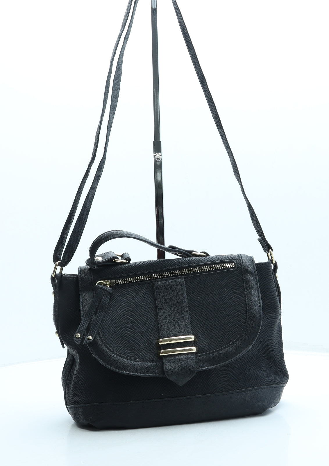 Peacocks Womens Black Leather Crossbody Size Small