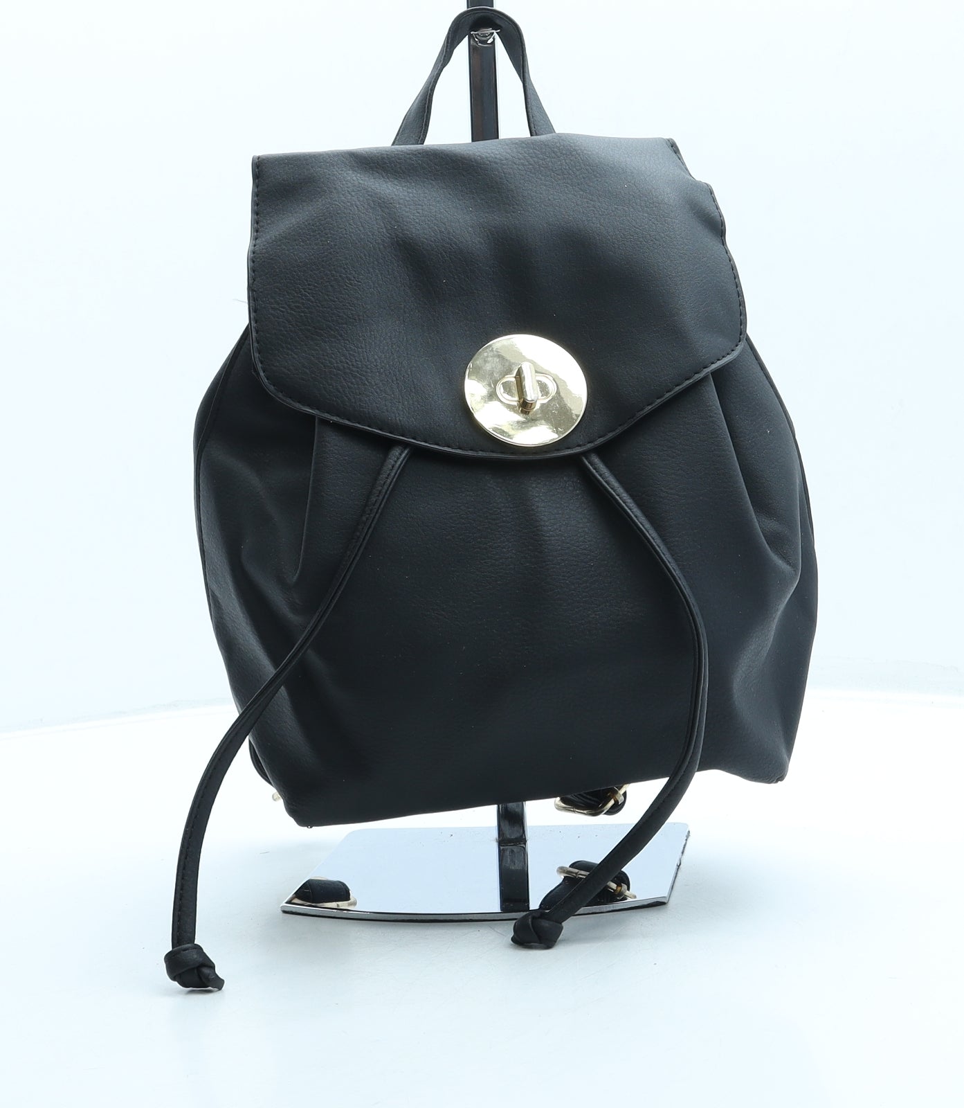 Peacocks Womens Black Leather Backpack Size Small