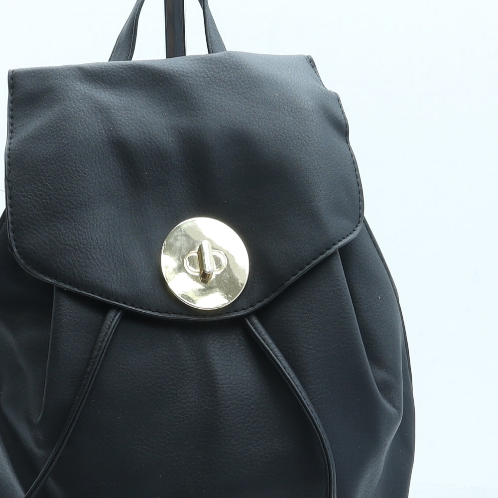 Peacocks Womens Black Leather Backpack Size Small