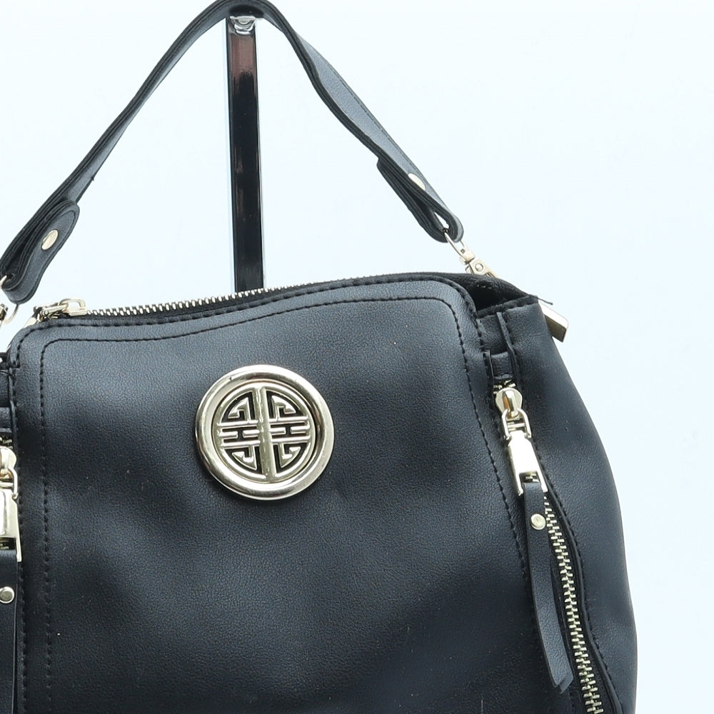 Preworn Womens Black Leather Top Handle Bag Size Small