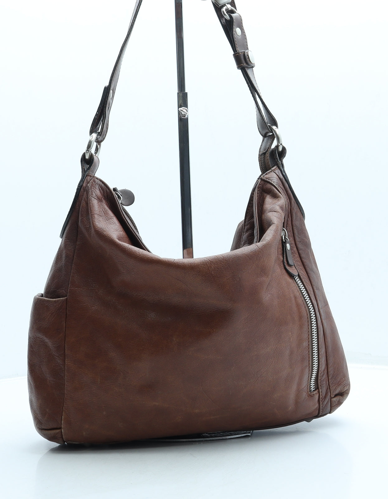 Gianni Conti Womens Brown Leather Hobo Bag Size Medium