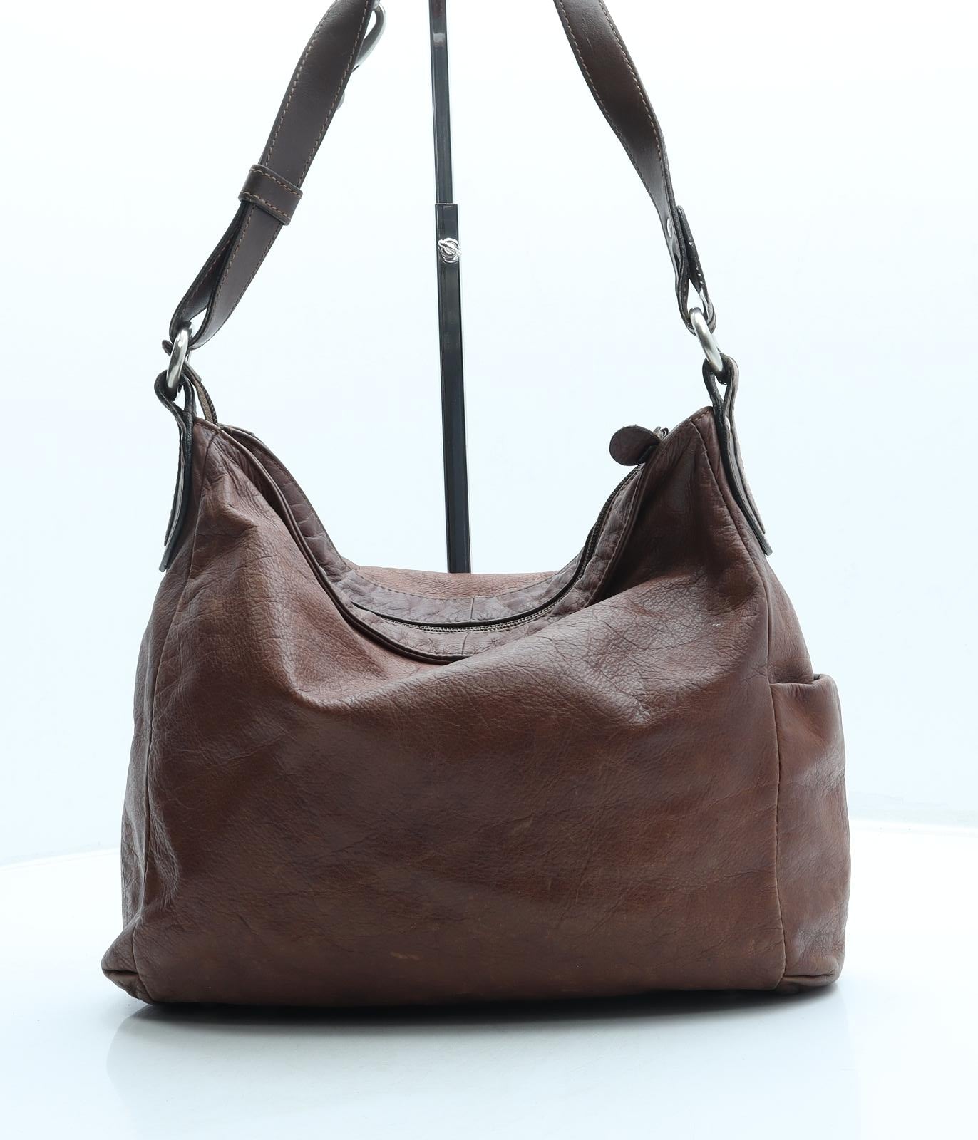 Gianni Conti Womens Brown Leather Hobo Bag Size Medium