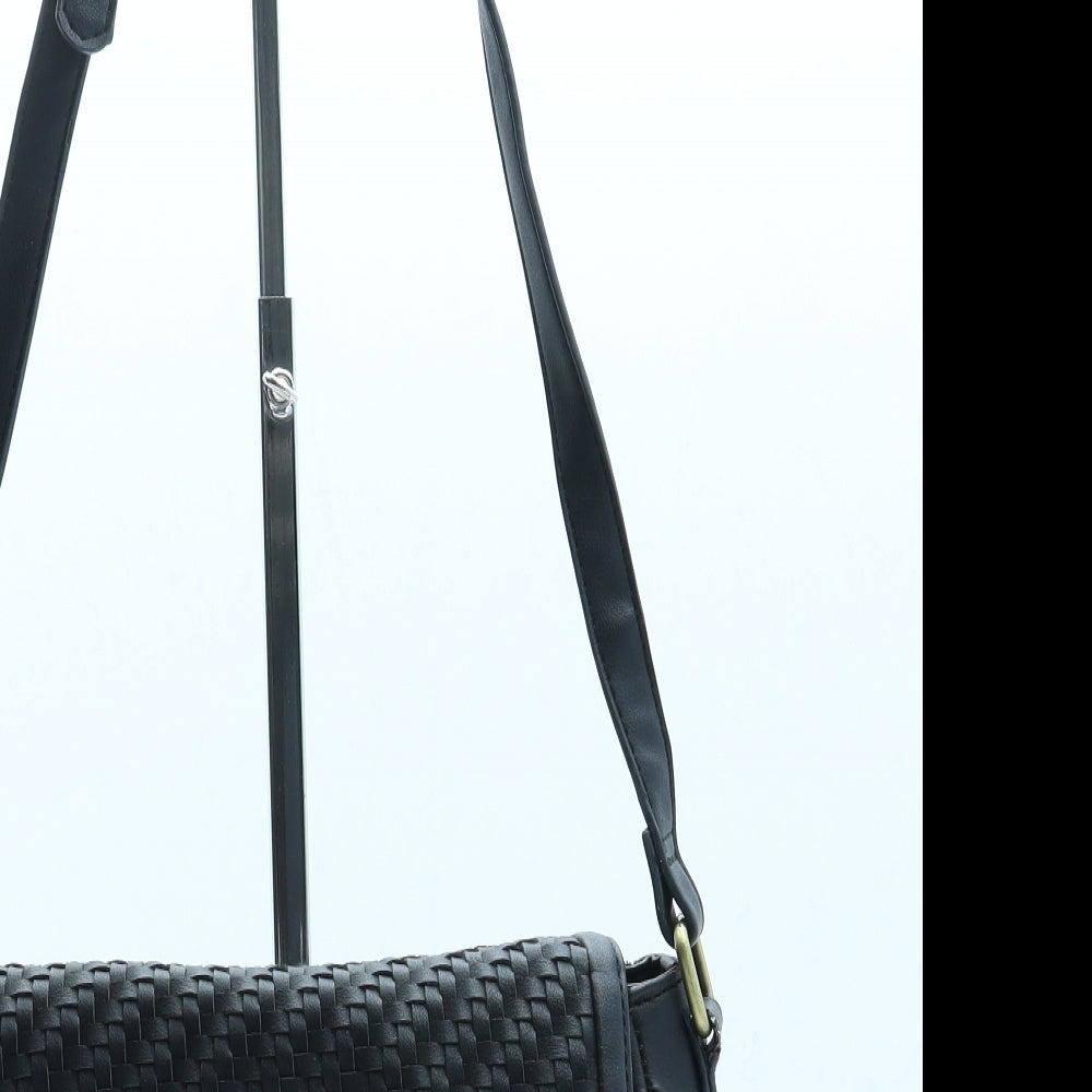 New Look Womens Black Leather Saddle Bag Size Small
