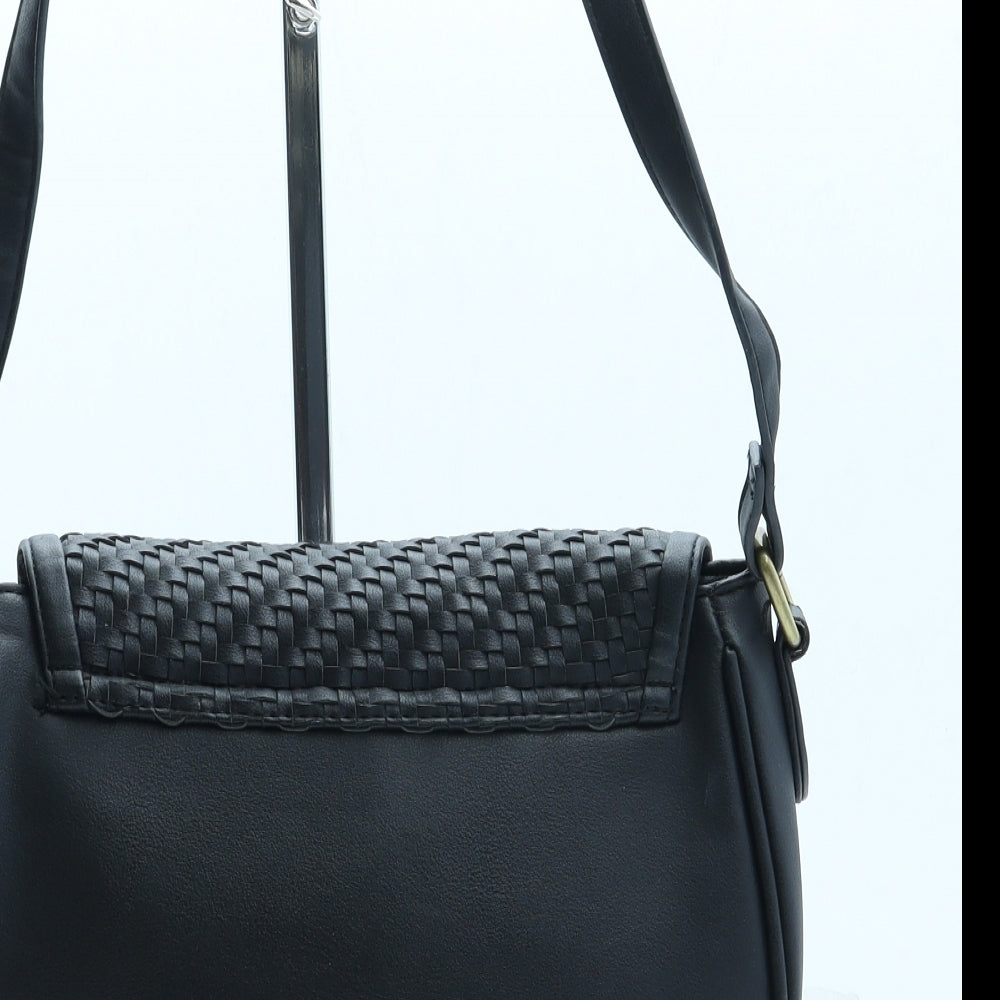 New Look Womens Black Leather Saddle Bag Size Small