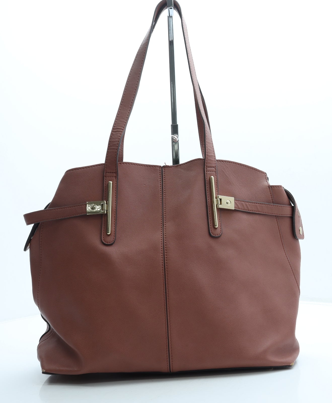 Preworn Womens Pink Leather Shoulder Bag Size Large