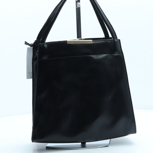Linea Womens Black Leather Top Handle Bag Size Small