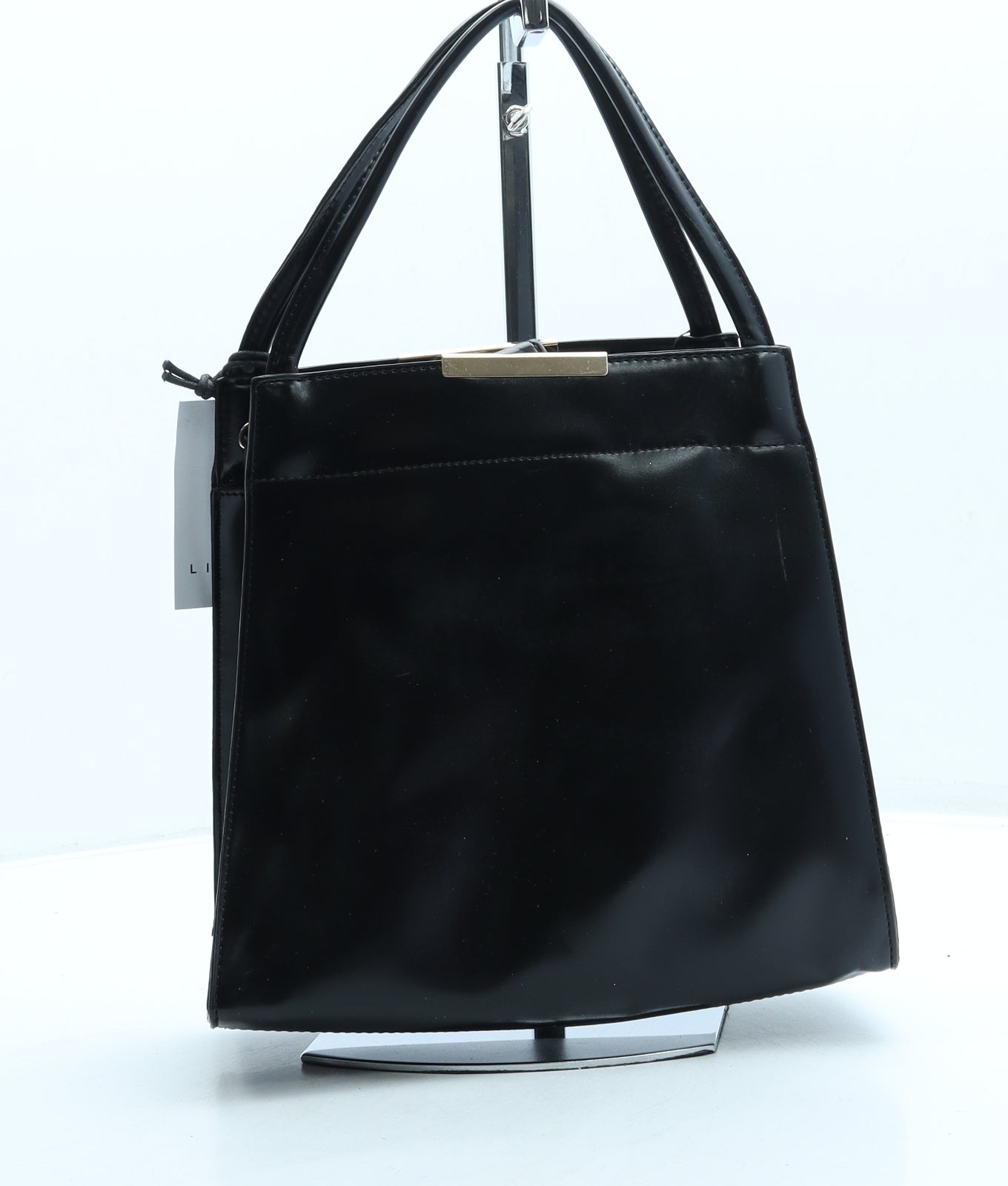 Linea Womens Black Leather Top Handle Bag Size Small