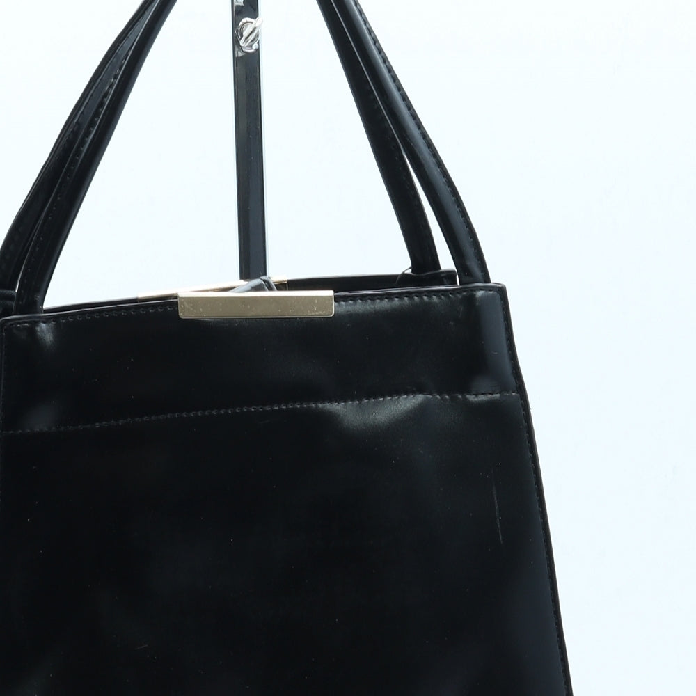 Linea Womens Black Leather Top Handle Bag Size Small