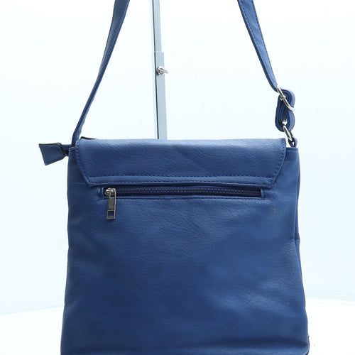 Preworn Womens Blue Geometric Leather Crossbody Size Small