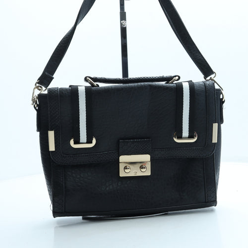 New Look Womens Black Leather Satchel/Top Handle Bag Size Small