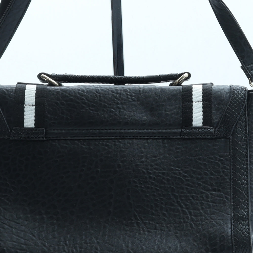 New Look Womens Black Leather Satchel/Top Handle Bag Size Small