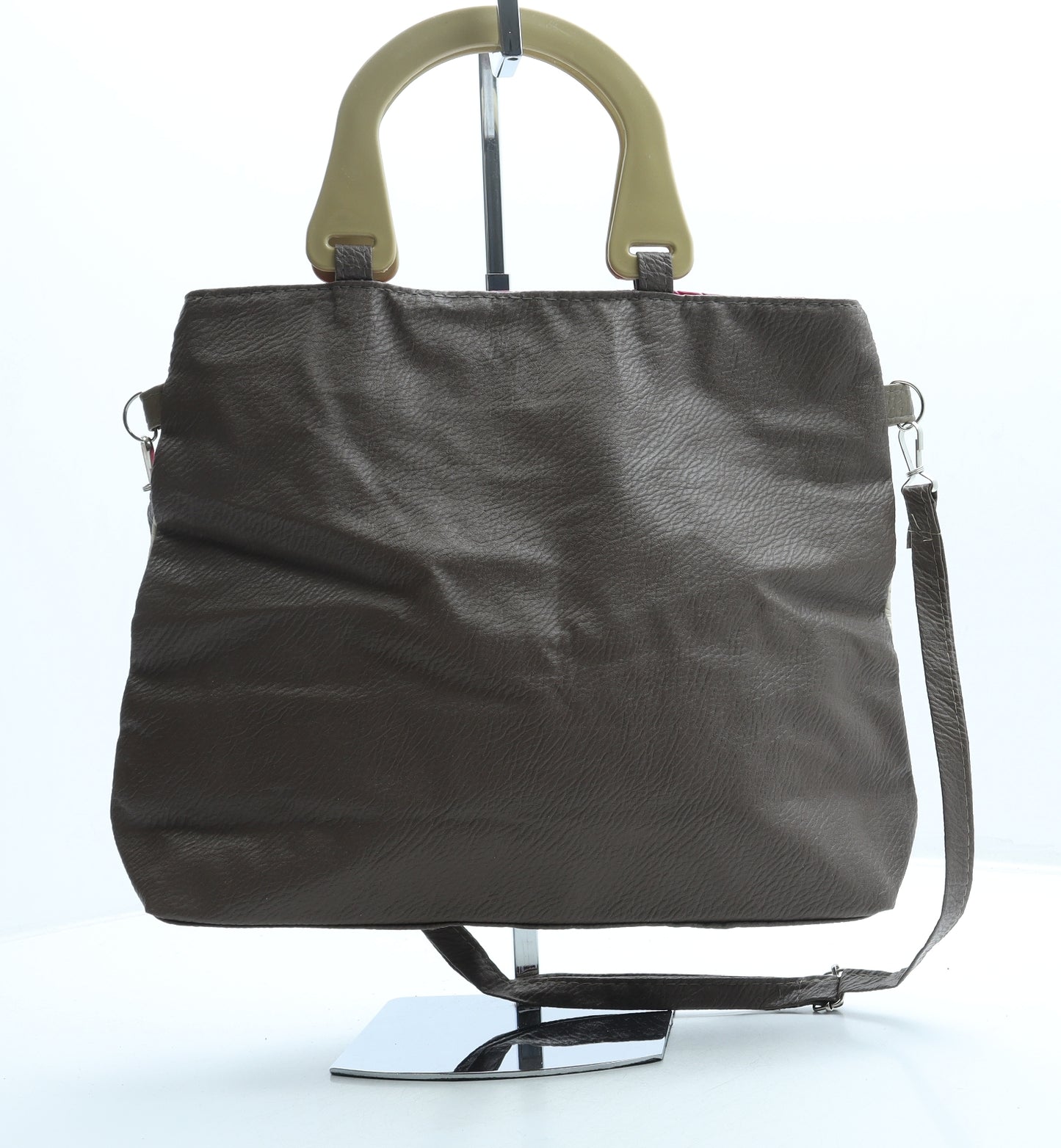Bags by Bags Womens Beige Striped Leather Crossbody Size Medium