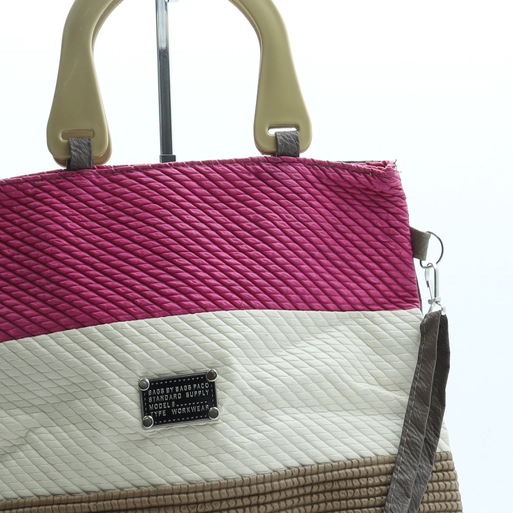 Bags by Bags Womens Beige Striped Leather Crossbody Size Medium