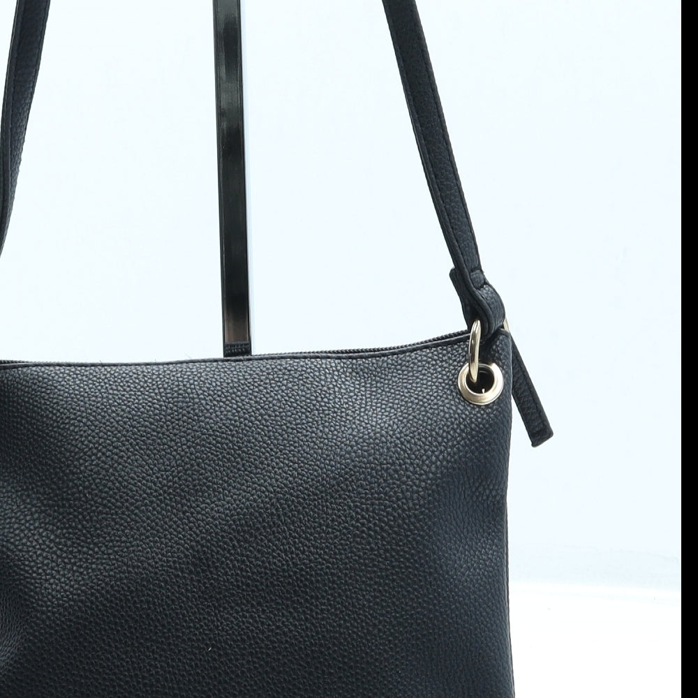 New Look Womens Black Leather Crossbody Size Small