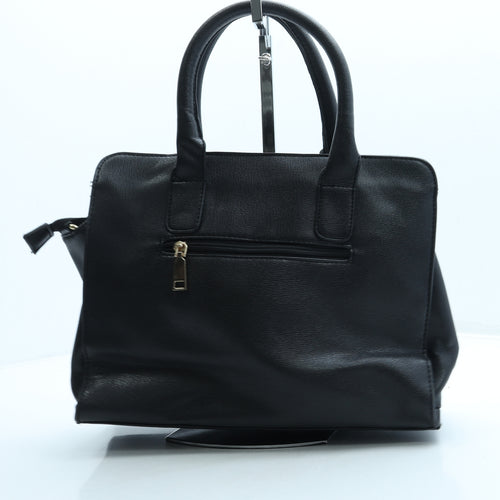 Preworn Womens Black Leather Top Handle Bag Size Medium