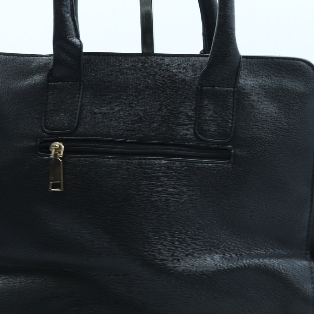 Preworn Womens Black Leather Top Handle Bag Size Medium