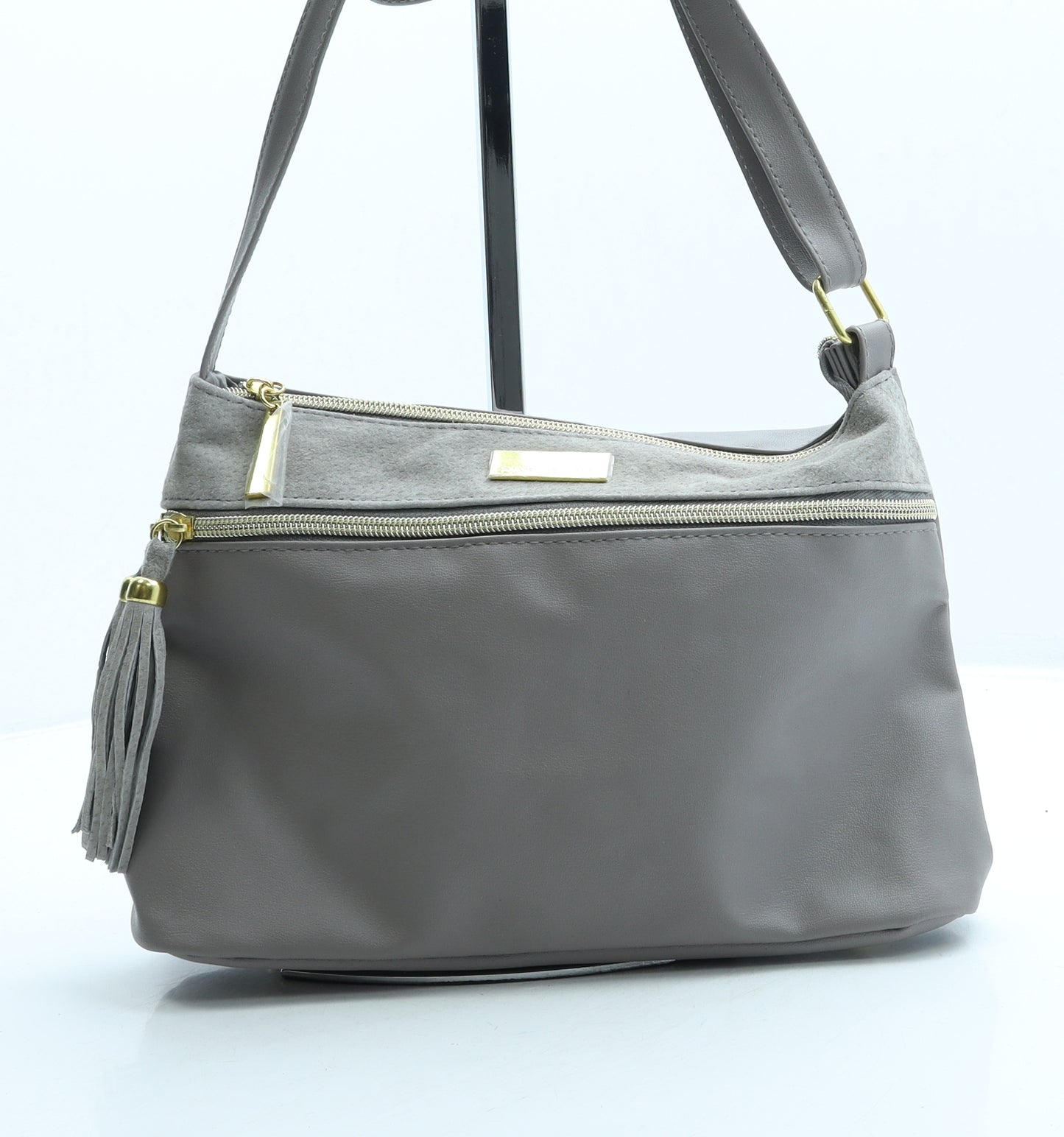 Daniel Hechter Womens Grey Leather Crossbody Size Small