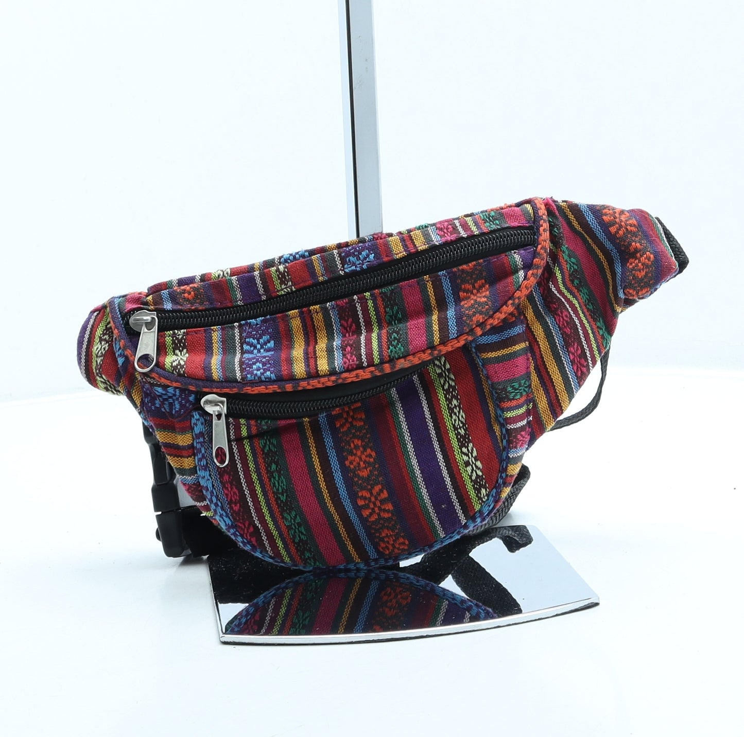 Preworn Womens Multicoloured Geometric Polyester Belt Bag & Waist Pack Size Small