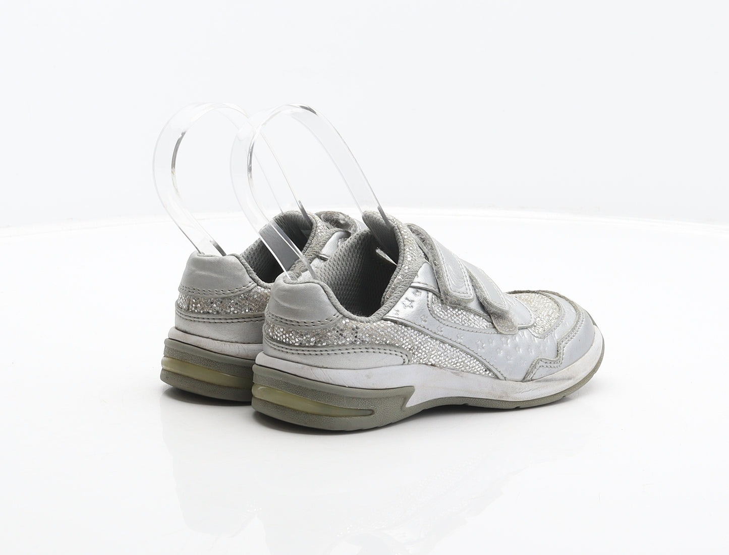 Clarks Girls Silver Geometric Synthetic Trainer UK 9 27 - Stars pattern