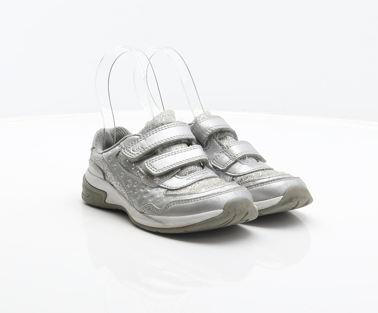 Clarks Girls Silver Geometric Synthetic Trainer UK 9 27 - Stars pattern
