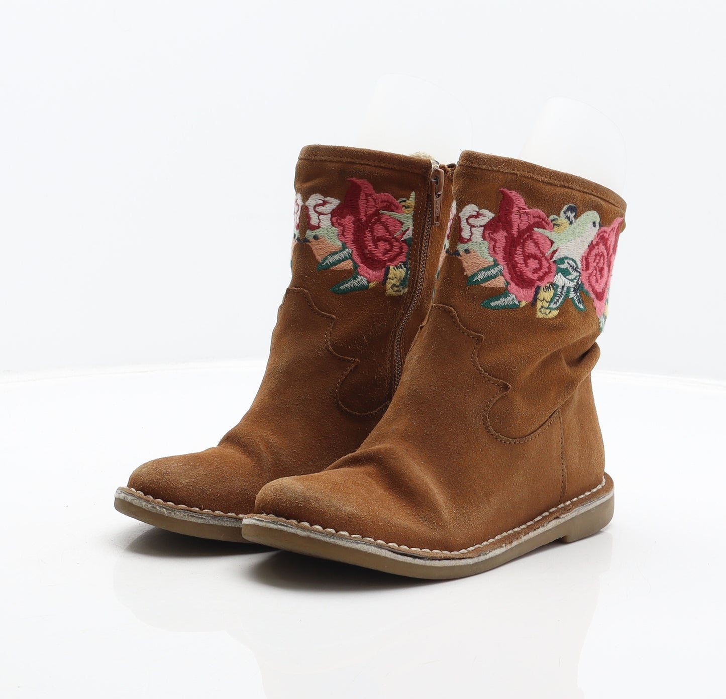 Zara Girls Brown Suede Shearling Style Boot UK 13 31